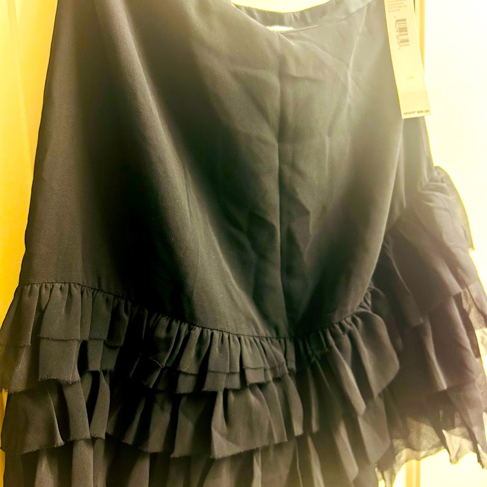DKNY Black Tiered Ruffle Mini Skirt NWT Size 8 MSRP $89